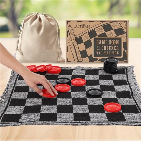 Super Tic Tac Toe and Giant Checkers Set Board Game - Picture 1 of 7